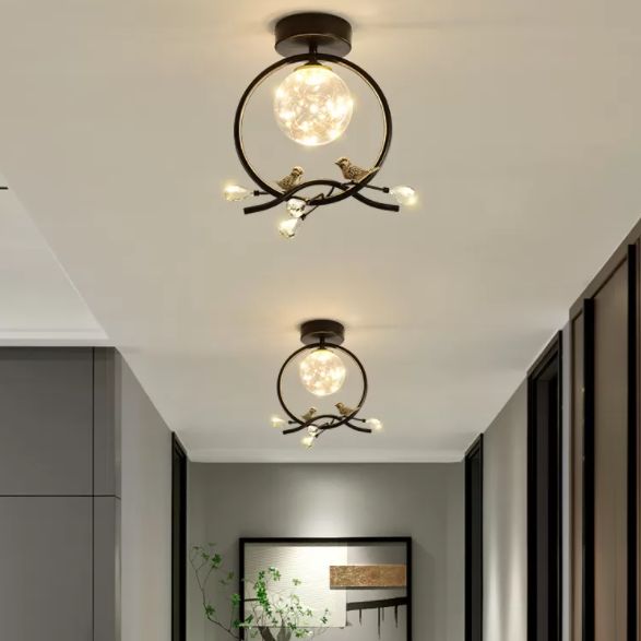 New Modern Clear Glass Flush Light Fixtures Corridor Spherical Flush Mount with Shape