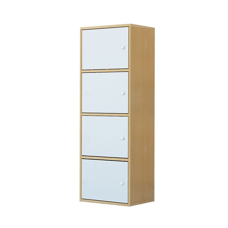 12" W Modern Wooden Bookcase Closed Storage Bookshelf with Doors