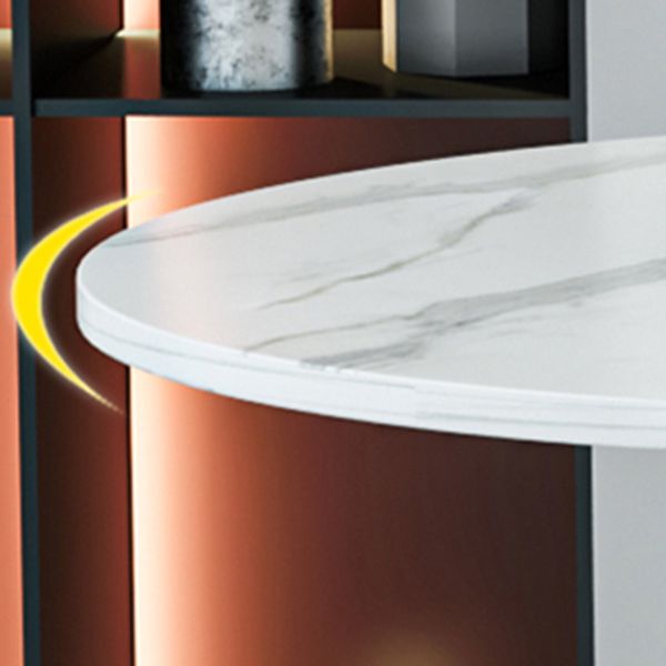 Round Luxury Dining Table White Fixed Table with Sintered Stone