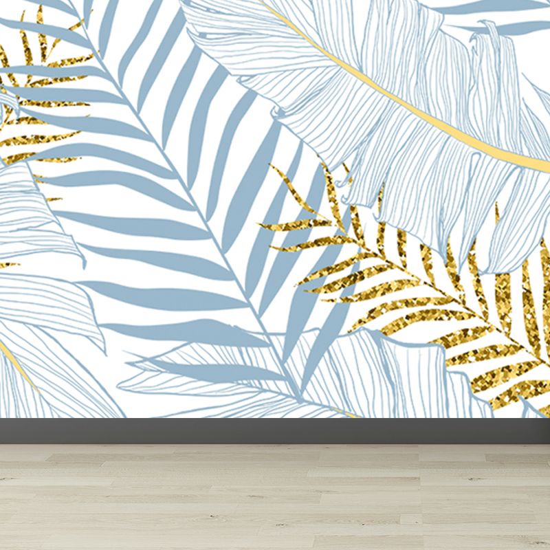 Leaves Print Wall Mural Tropical Washable Living Room Wall Covering, Personalize