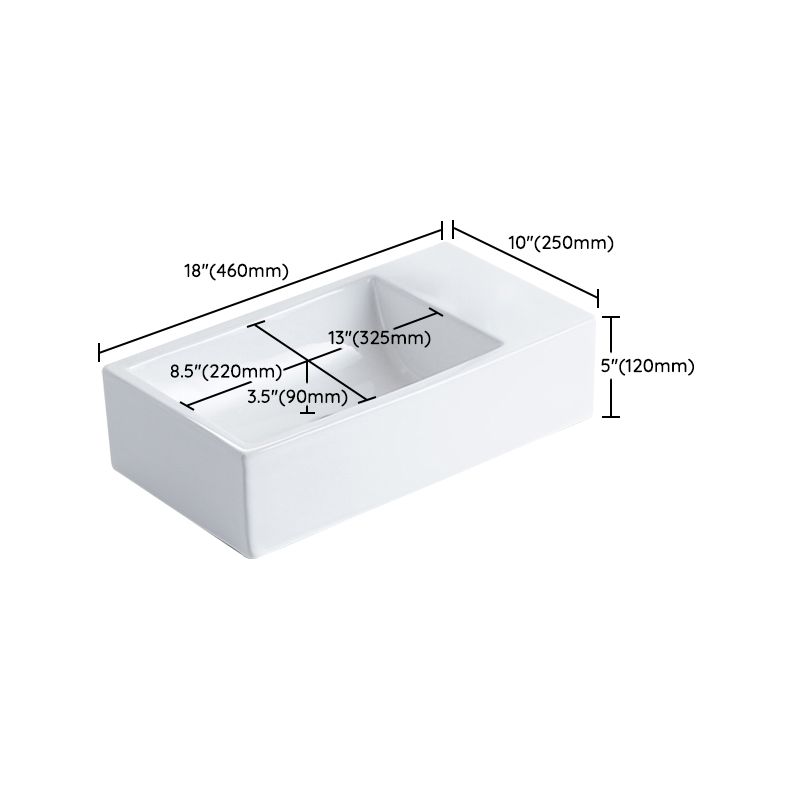 Contemporary Bathroom Sink Porcelain Pop-Up Drain Rectangular Vessel