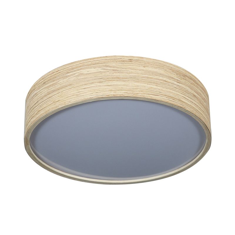 LED Dining Room Flushmount Lighting con Round Bamboo Shade Modern Wood Massimale Lampada a Warm / White Light, 10 "/14" W