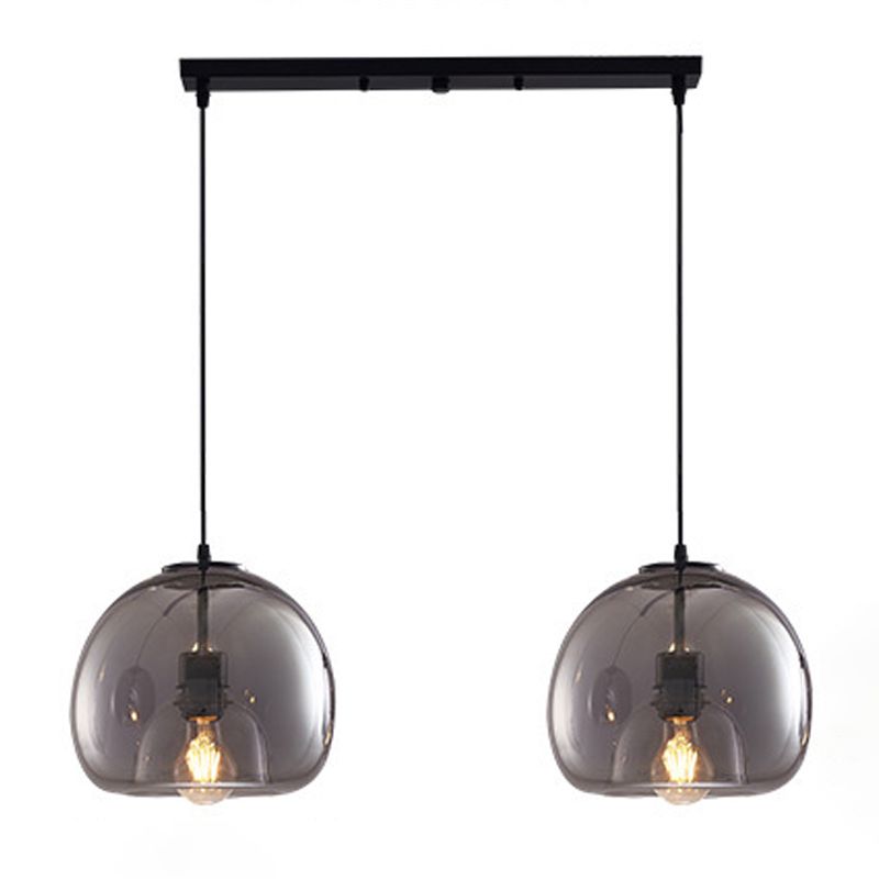 Modern Iron Pendant Light Globe Glass Hanging Lamp for Dining Room