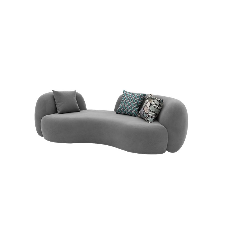 Contemporary Recessed Arm Sofa Pillow Back Curved Sofa for Living Room