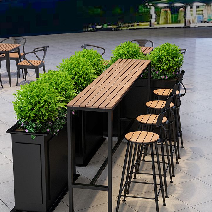 Modern Outdoor Table and Stool Set 1/5 Pieces Wood and Metal Rectangle Bistro Set
