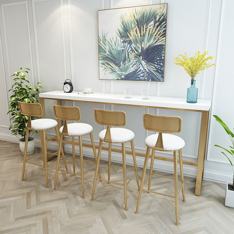 White Bar Table Modern Trestle Base Dining Table for Kitchen