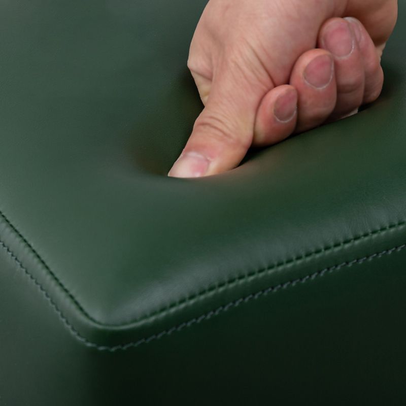 Modern Square Sherpa Pouf Plain PU Leather Water Resistant Couch Footrest