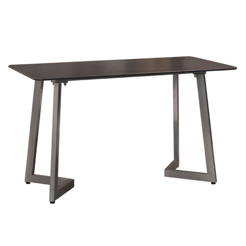 Industriële eettafel Zwart gesinterde stenen eettafel met dubbel voetstuk