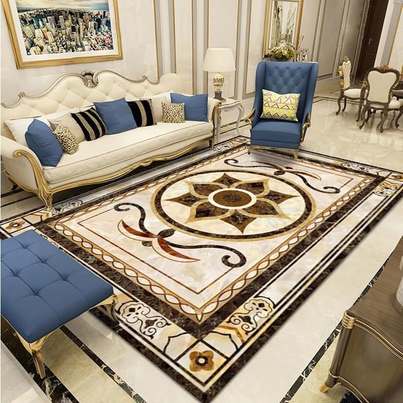Funky Area Rug Medallion Print European Carpet Polyester Stain Resistant Area Rug for Living Room