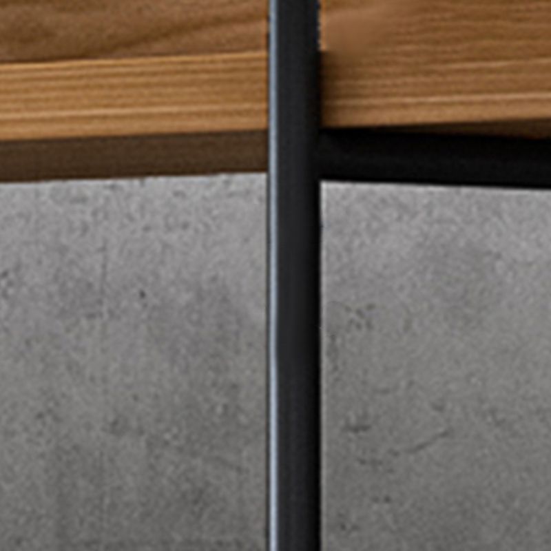 Metal Bookcase Industrial Book Shelf with Wood Rectangular Shelves