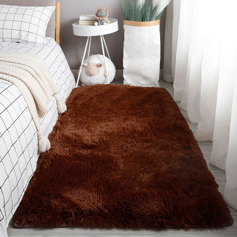Green Modern Rug Polyester Solid Color Rug Non-Slip Backing Rug for Living Room