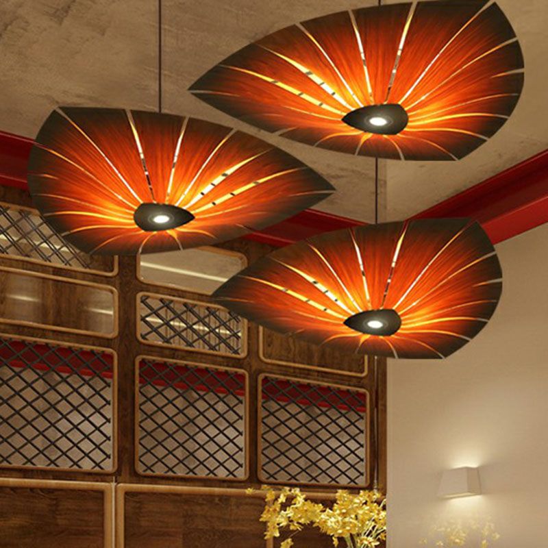 Triangular Suspension Light South-east Asia Wood Restaurant Chandelier Lighting Fixture