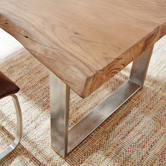 Rectangle Glam Style Dining Table Fixed Table with Solid Wood