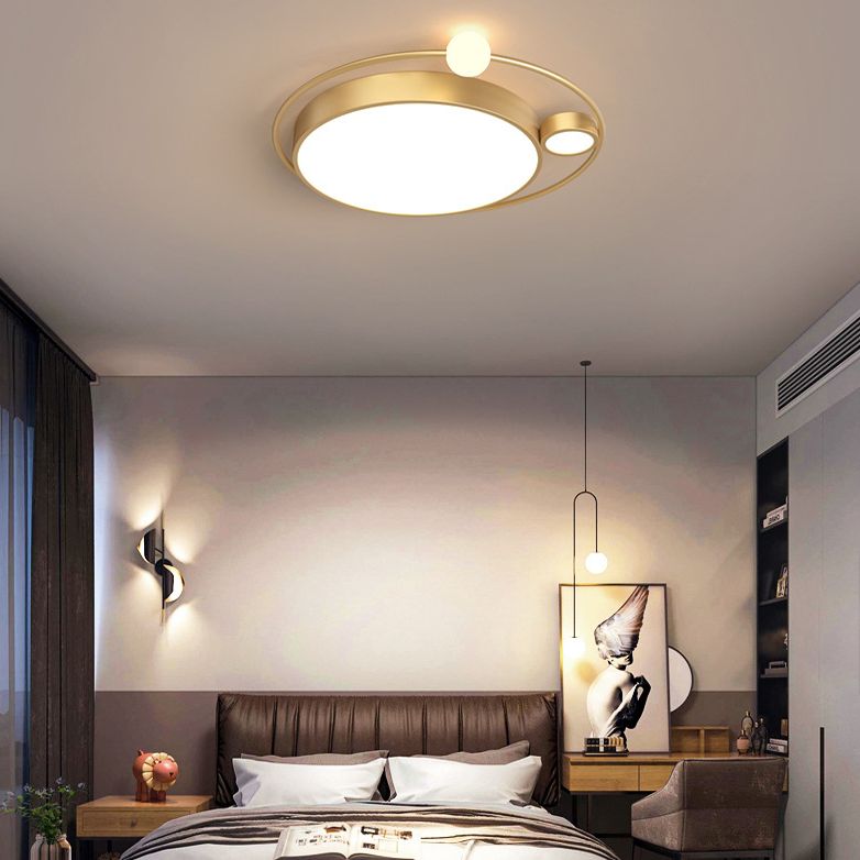 3-Lights Simplicity Acrylic Flushmount Light Metal Circular Line Design Modern Lighting Fixture