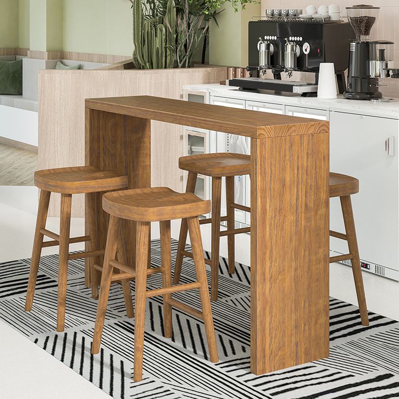 Luxury Rectangle Solid Wood Bar Table Set 1/4/5/7 Pieces Counter Table with Stools