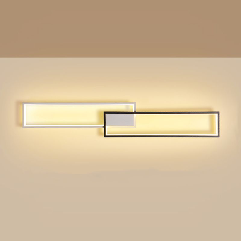 Modern Style Rectangular Shade Ceiling Light Metal 2-Light Ceiling Light for Restaurant
