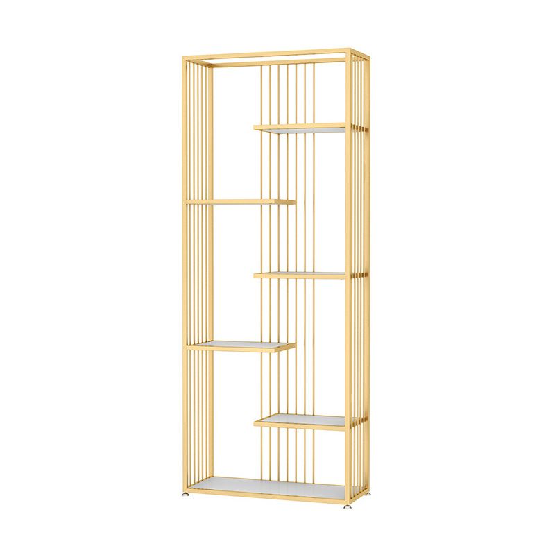 Modern Antique Finish Shelf Bookcase Metal Etagere Bookshelf with Shelves