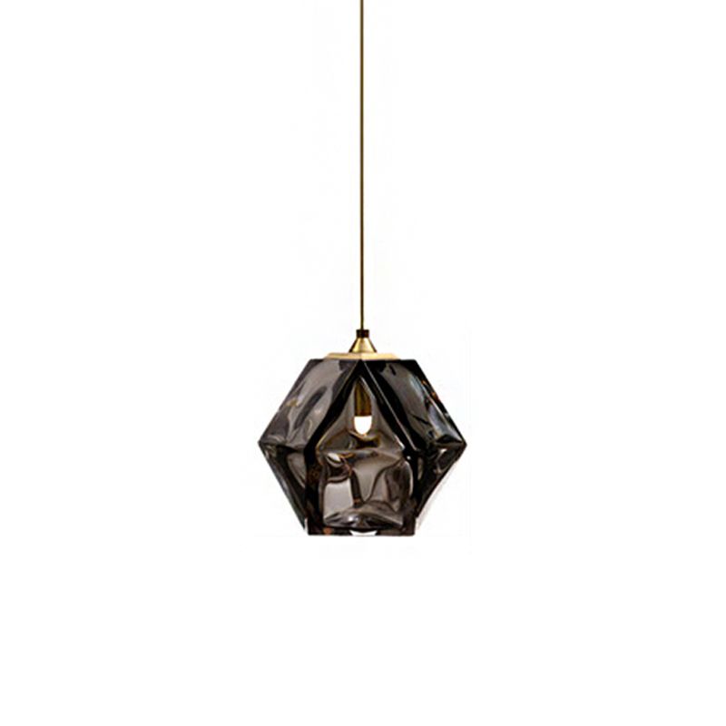 Diamond Suspension Anhängerlampe moderne strukturierte Weiße/Bernstein/Rauchglas Esszimmer LED Hängende Leuchte