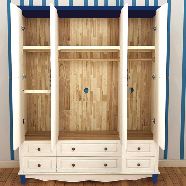 Coastal Wardrobe with Hinged Door Manufactured Wood Matte Finish Cabinet