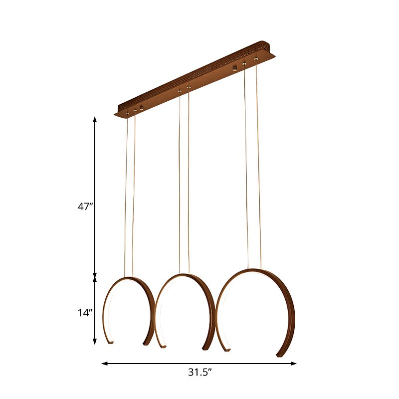 Acryl C-Form Pendelleuchten Leuchtanlage Einfacher Stil Weiß/Kaffee-LED-Decke für Speisesaal