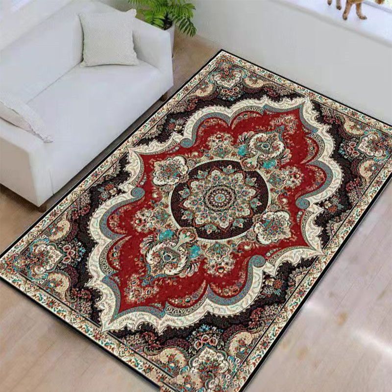 Navy Living Room Rug Modern Medallion Area Rug Polyester Washable Carpet for Home Decor