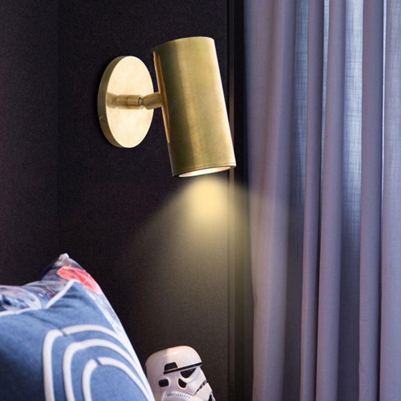 Half Cylinder Shade Metal Wall Sconce Modern Style 1 Light Wall Mounted Light in Brass
