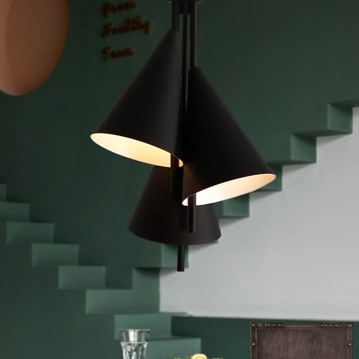 Macaron Style Chandelier Pendant Light Conical Hanging Light with Metal Shade for Restaurant