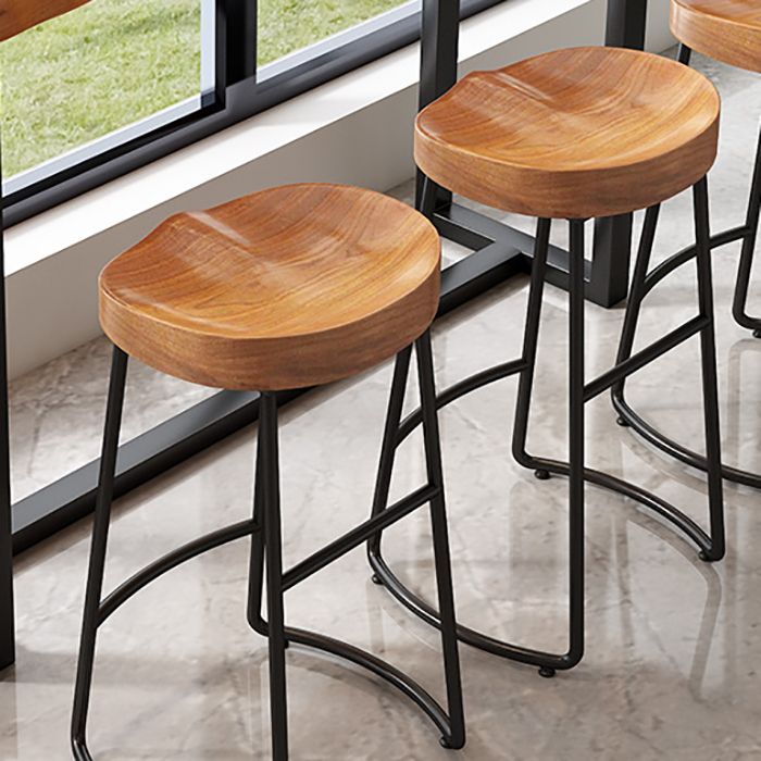 Contemporary Rectangle Bar and Counter Stool Wood Stool with Sled Base