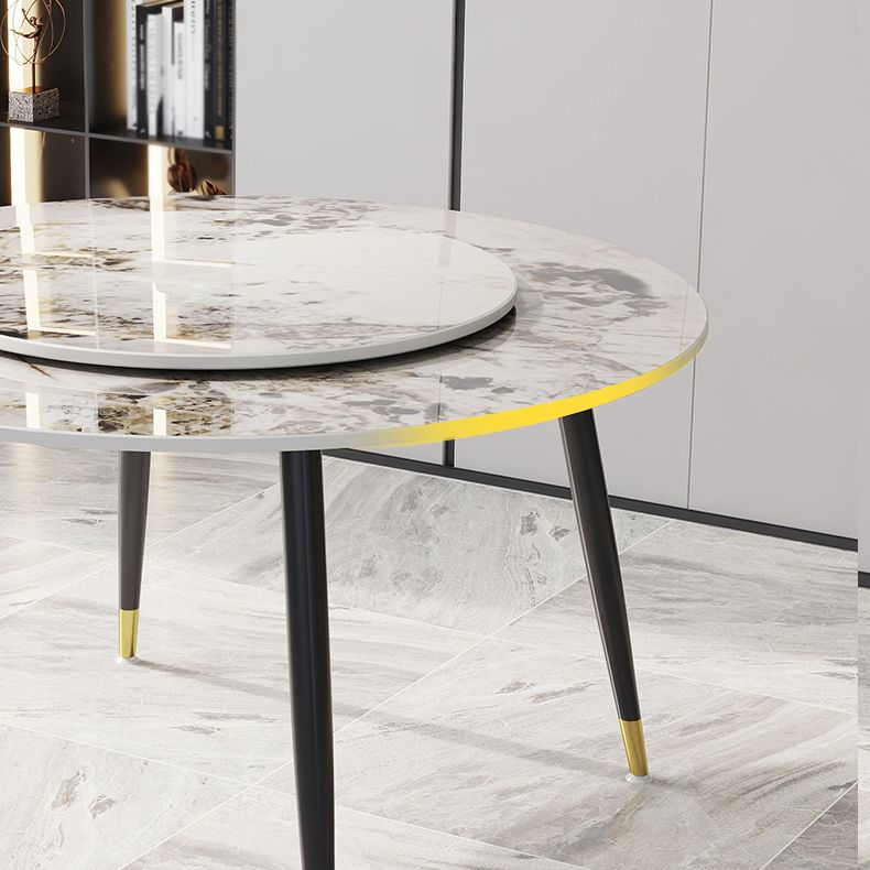 1/4/7 PCS Metal Modern Dining Room Ensemble avec table ronde et ensemble de restauration de base en métal