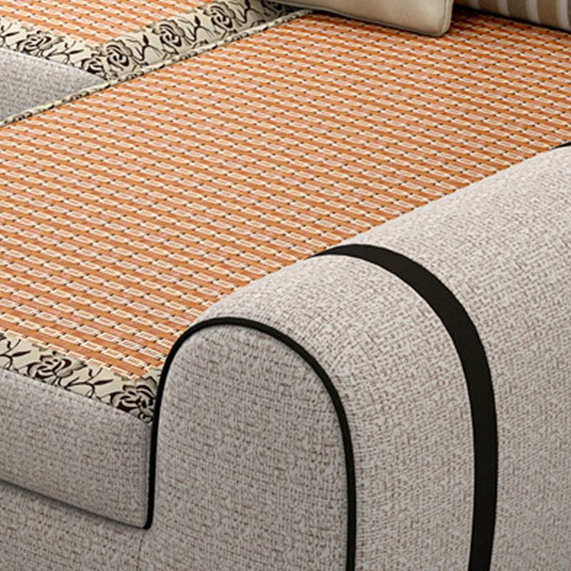 120.08"L x 70.87"W x 37.4"H Farmhouse Fabric Cushion Back Sectionals with Pillows