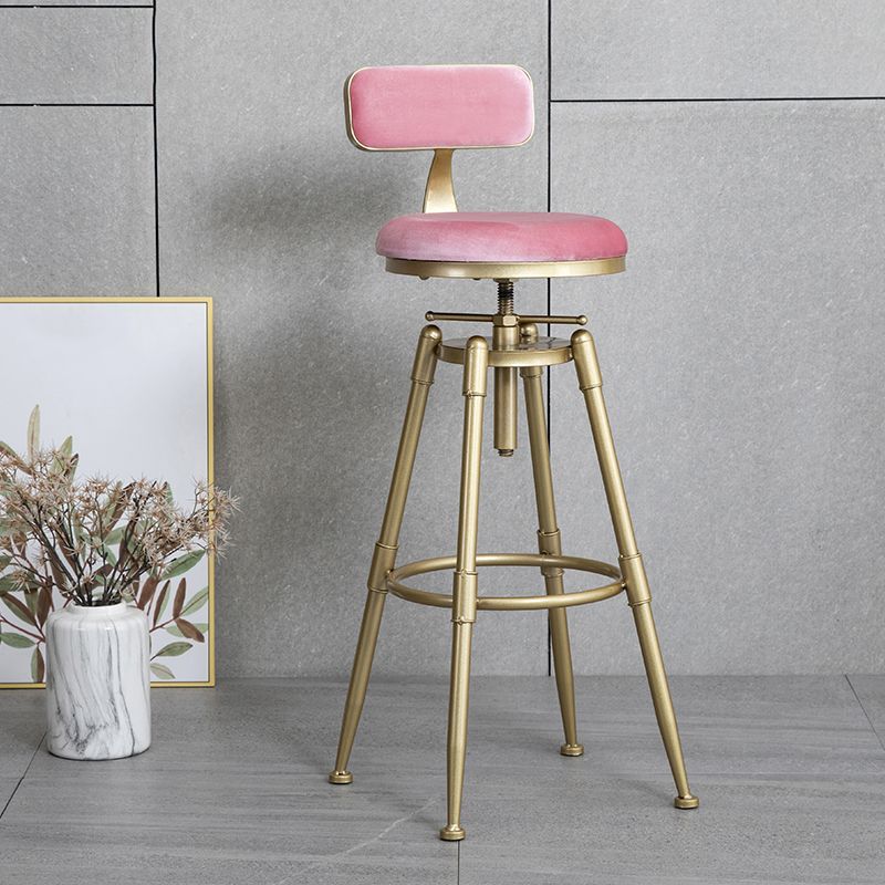 Glam Style Upholstered Bar Stools for Home Armless Stools with Metal Base