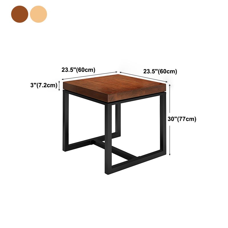 Solid Wood Top Dining Table Industrial Square Black Iron Trestle Base Table