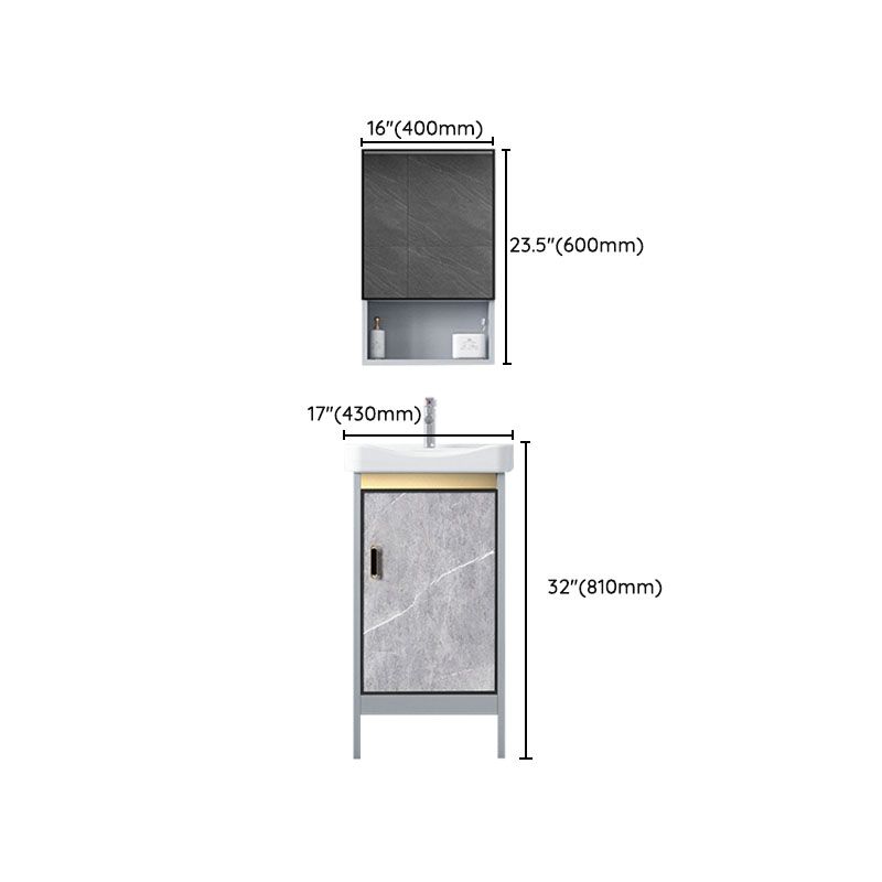 Modern Freestanding Vanity Sink Metal Bathroom Vanity Cabinet with Mirror Cabinet