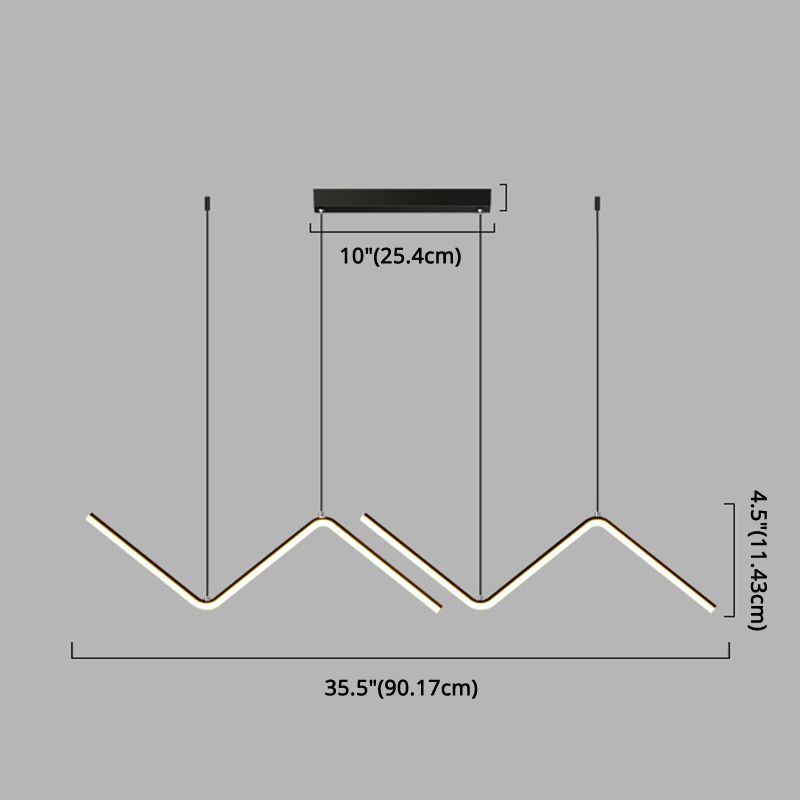 Zigzag Pendant Lighting Fixture Contemporary Style LED Metal Suspended Lighting Fixture