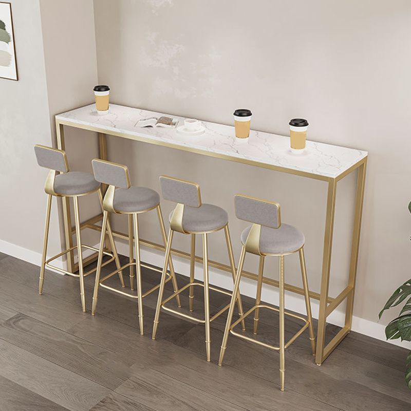 Glam Sintered Stone Bar Table Trestle Base Dining Table for Kitchen