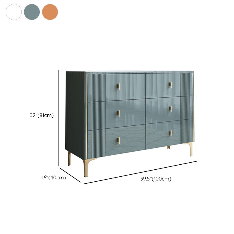 16" W Horizontal Double Dresser Bedroom Slate Top Storage Chest with Drawers