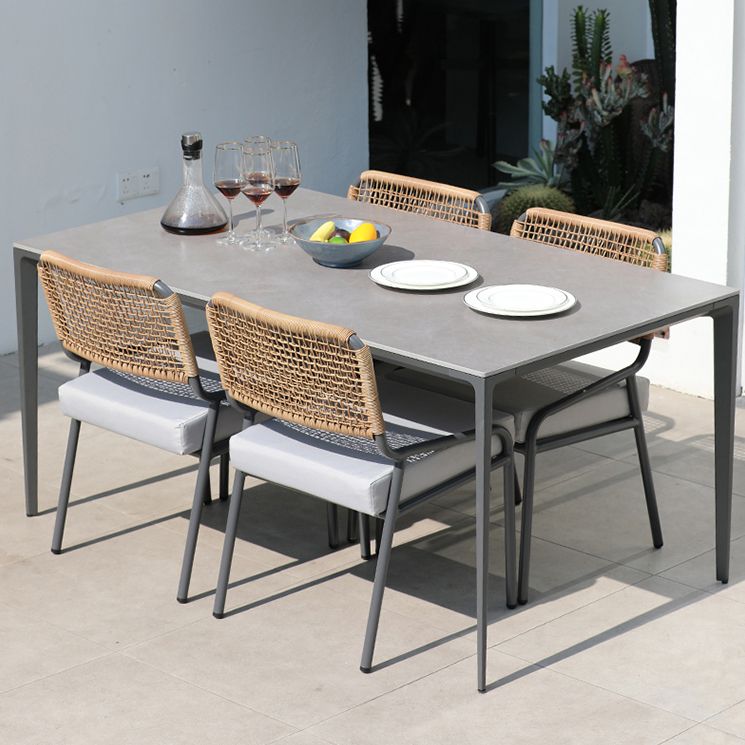 Industrial 1/5/7 pieces Dining Table Set Stone Rectangle/square Dining Furniture for Patio