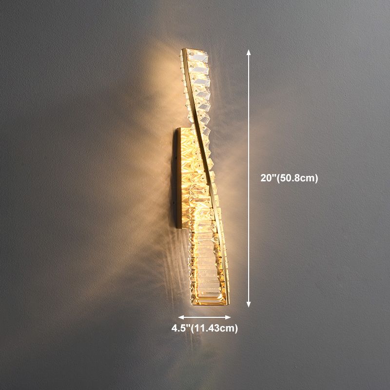 Modern Metal Wall Light Geometric Gold Wall Sconce with Crystal for Living Room
