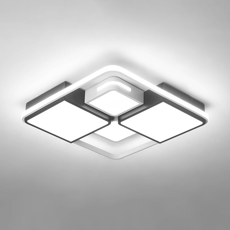 Quadrilateral Living Room Ceiling Light Acrylic Contemporary LED Flush Mount in Black-White
