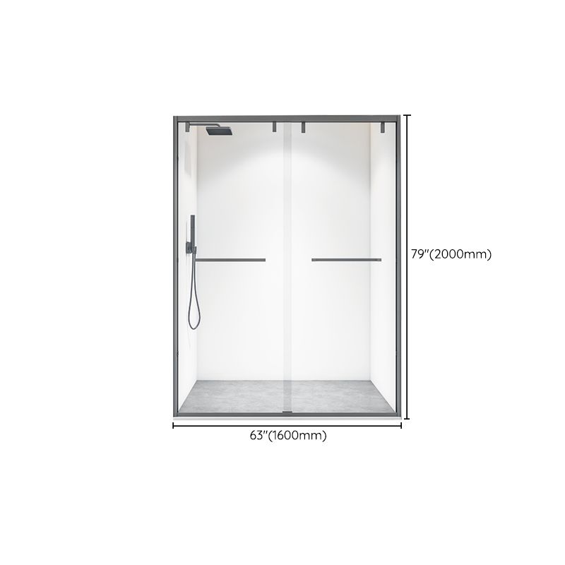 Bypass Semi Frameless Shower Door Tempered Glass Shower Door in Black