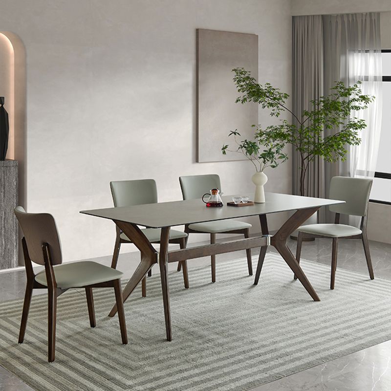 Medieval Modern Sintered Stone Top Dining Table Rectangle Kitchen Table with 4 Legs