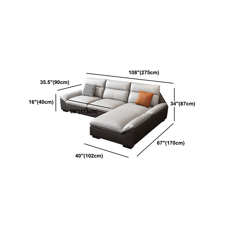 Flared Arm Sofa in White Stain/Water Resistant Sofa & Chaise