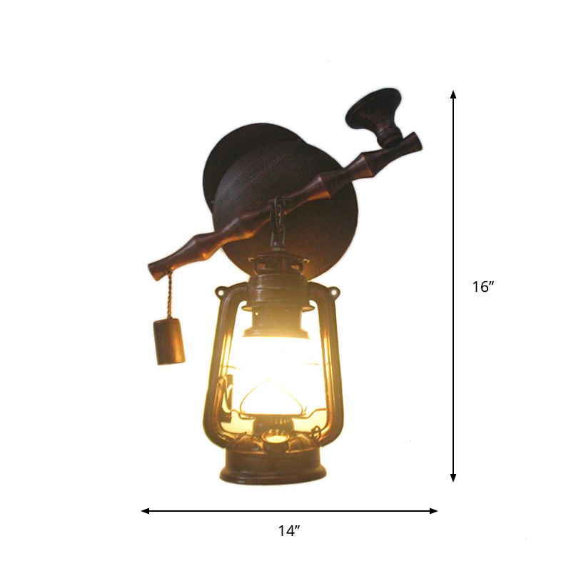 1 Kopfwandbeleuchtungsideen Vintage Lantern Opal Frosted Glass Wall Mount Lampe mit Rauchrohr -Deko in Kupfer