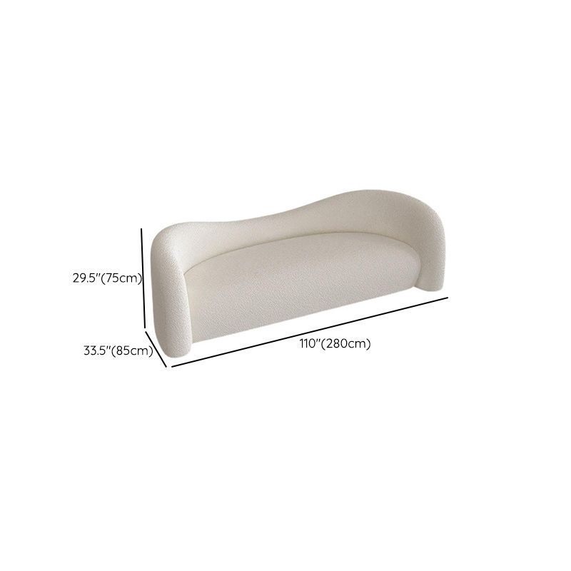 Contemporary White Wool Sofa with Recessed Arm for Apartment