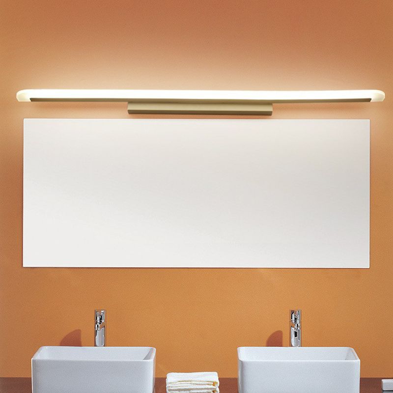 Linear Shaped Bathroom Sconce Lighting Acrylic Simplicity LED Vanity Light Fixture in White