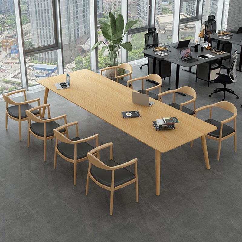 Glam Khaki Solid Wood Dining Table Standard Rectangle Shape Dining Table for Kitchen