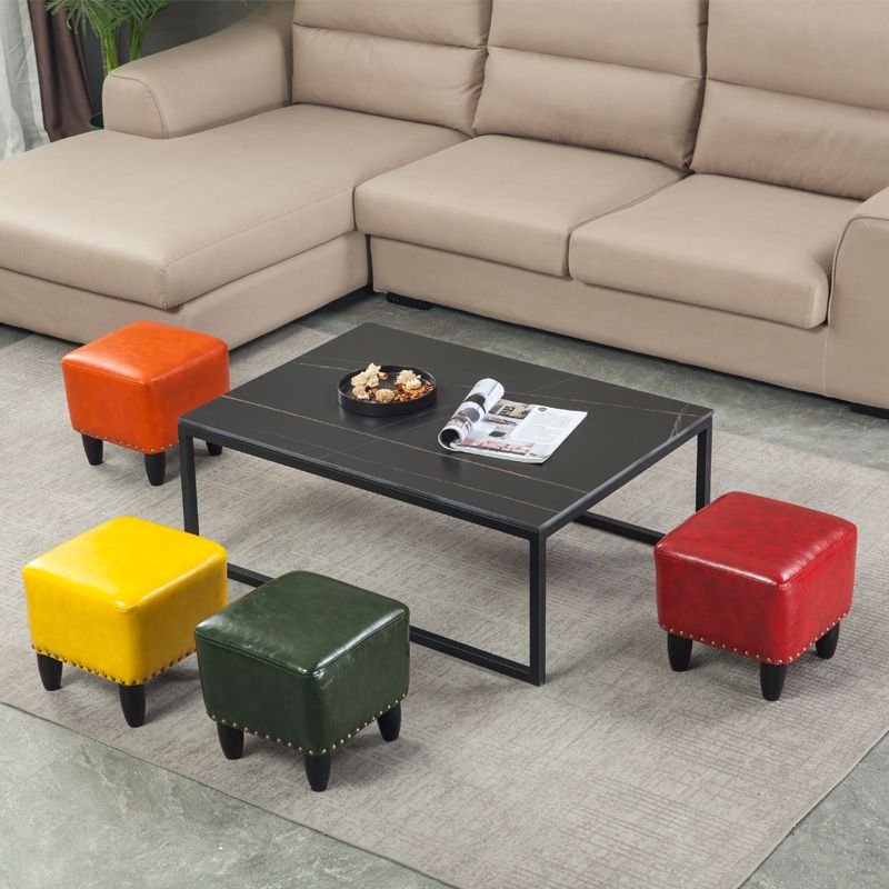 Leather Standard Stool Modern Style Simple Household Square Footstool