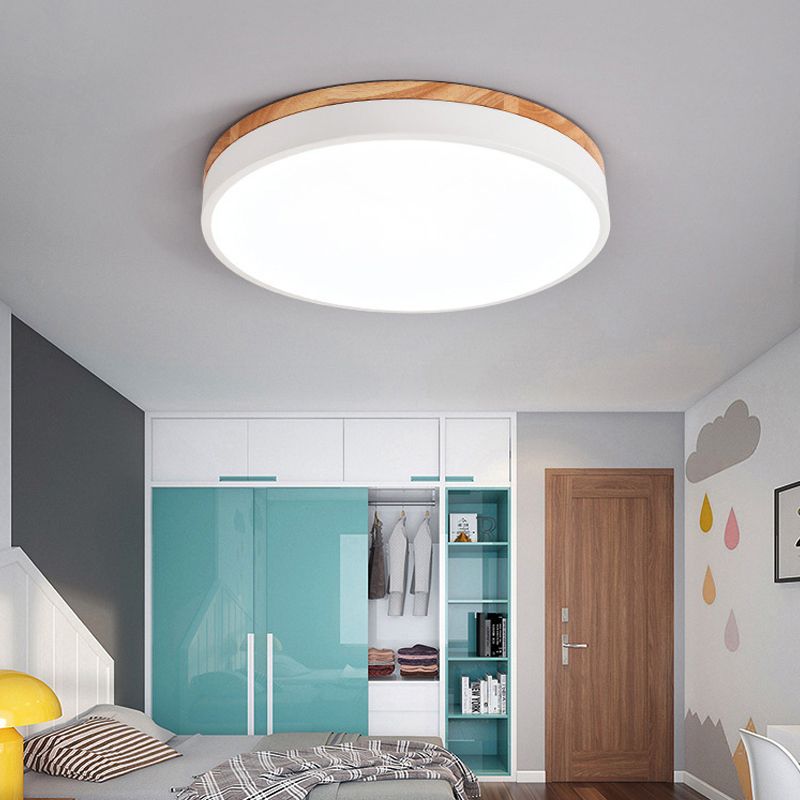 Lámpara de techo acrílica para dormitorio infantil, luz de techo circular delgada de color caramelo, Macaron Loft