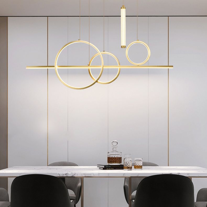 Multiple-Light Geometric Island Pendant Modern Metal Island Lighting for Dining Room