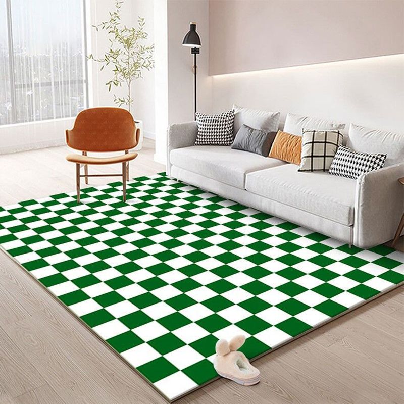 Hip Hop Home Decoration Rug Checkered Printed Carpet Polyester Non-Slip Backing Indoor Carpet